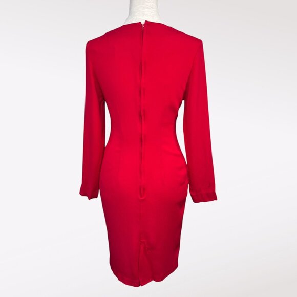Vintage Red Lanz Mini Dress Bow Waist Long Sleeve Made in USA XS Petite - Picture 5 of 9